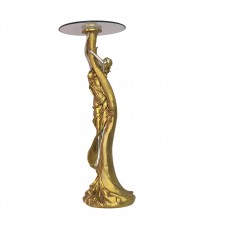 Fancy Stand Lady Gold and Silver Glass Top