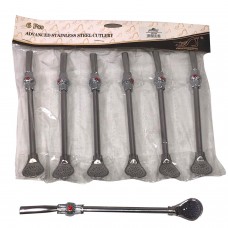 6 PCS Stainless Steel Straw Spoon 