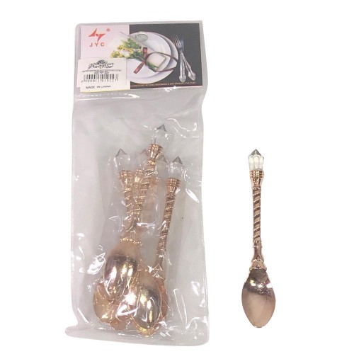6 Pieces Fancy Tea Spoon With Diamond Gold